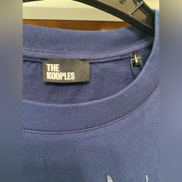 The Kooples Women’s Chaos Reigns Side Tie T-shirt in Blue Sz L NWT MSRP $155 - Picture 3 of 9